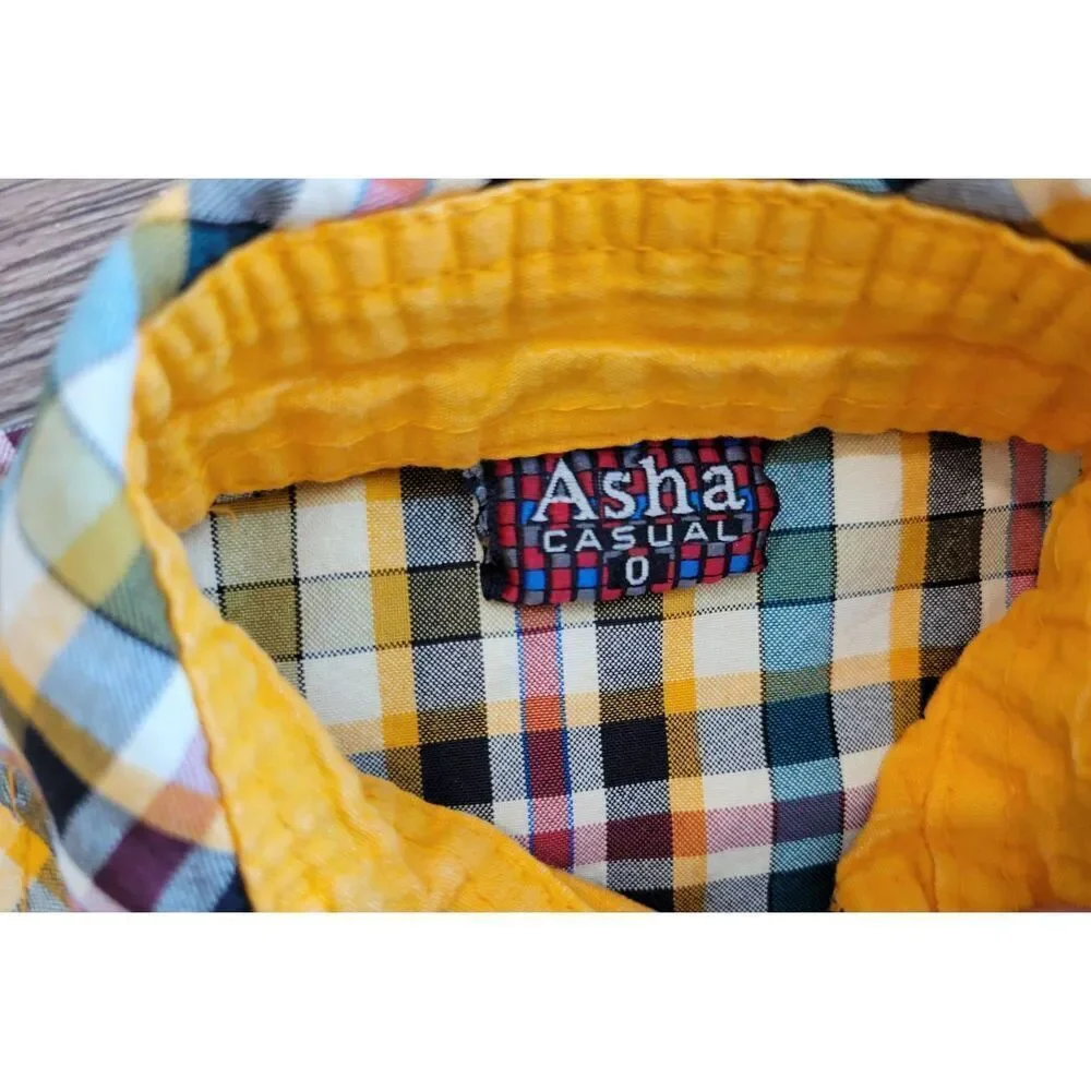 Vintage boys shirt retro plaid western small 12m